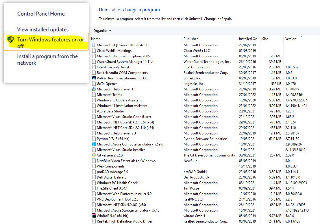 Windows Control Panel